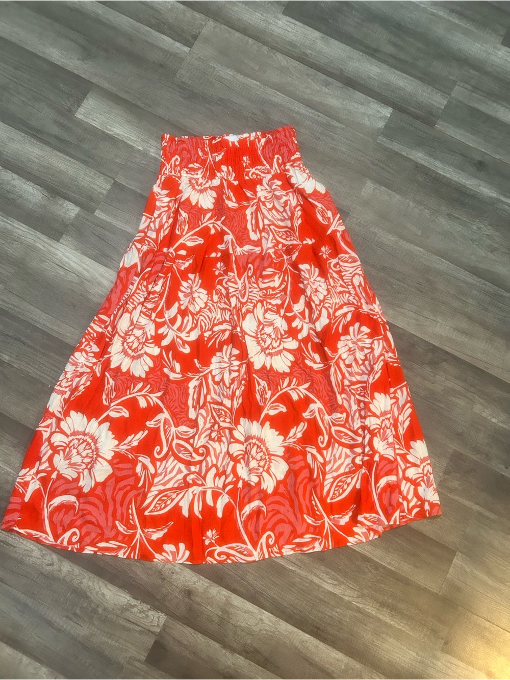 orange Floral Maxi Skirt